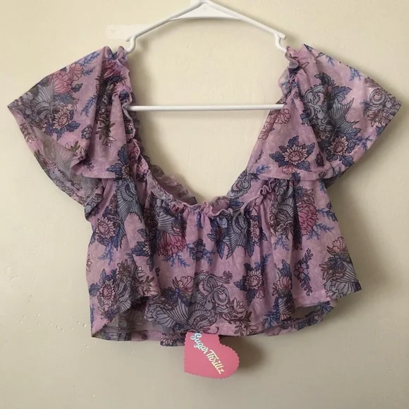 NWT Sugar Thrillz Flowy Dragon Print Top - Picture 6 of 7